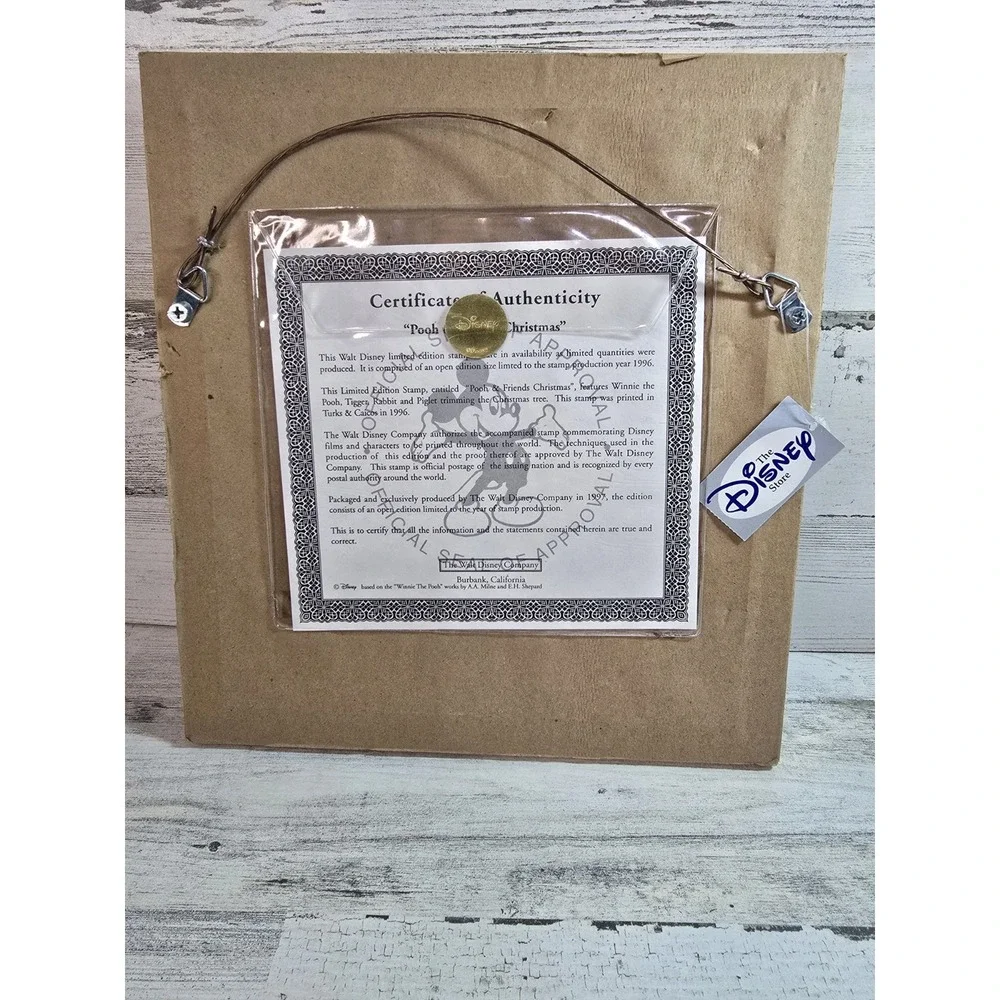 Disney Winnie the Pooh Friends Christmas‎ Framed Stamp Art 1996 Turks Caicos COA